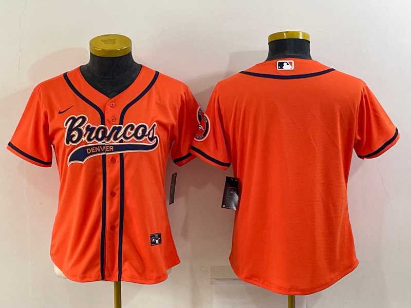 Womens Denver Broncos Blank Orange With Patch Cool Base Stitched Baseball Jersey->women nfl jersey->Women Jersey